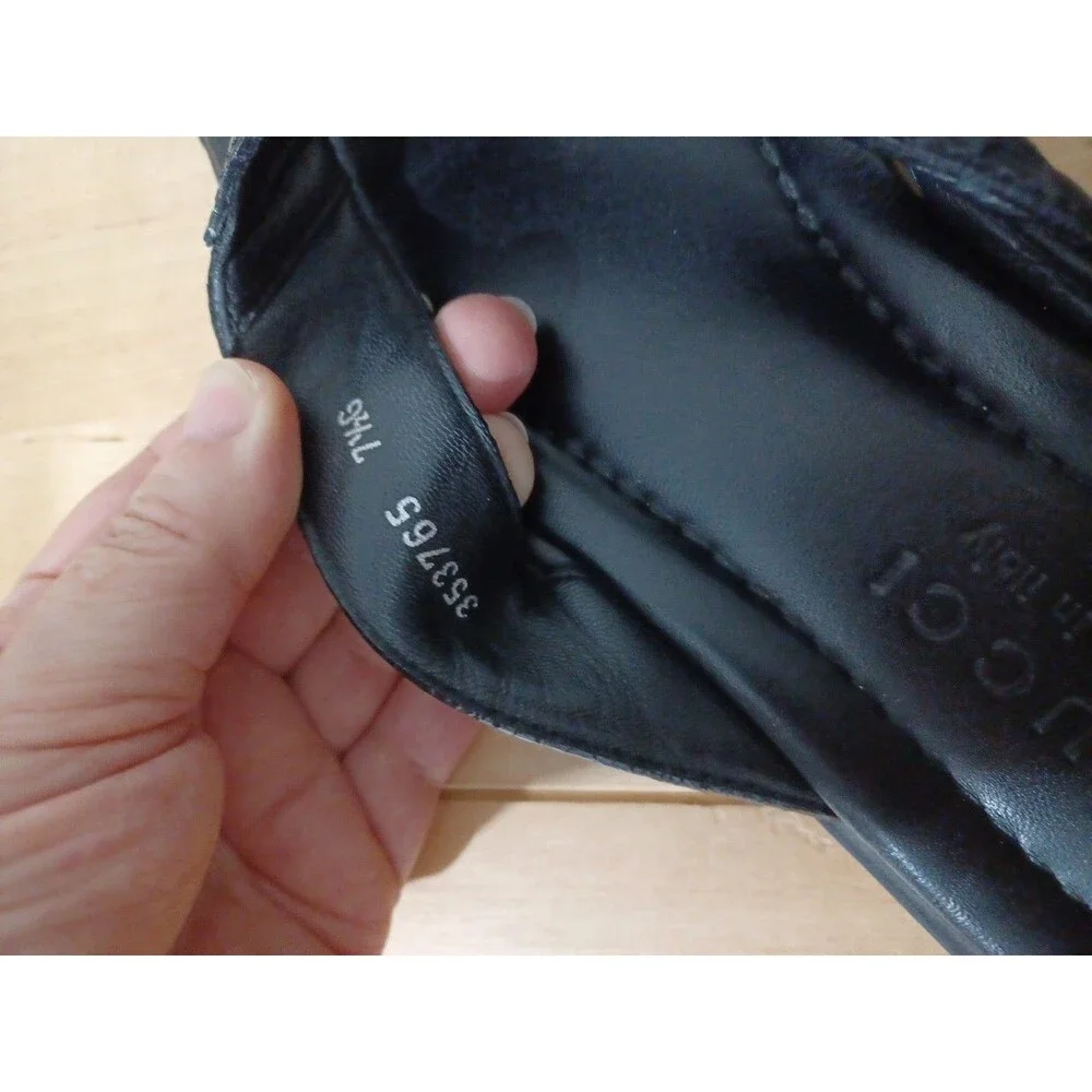 Lot Of 2 Gucci GG Black Red Leather Thong Men Sandal Slide US7.5 EU40 GUCCI/UK7G